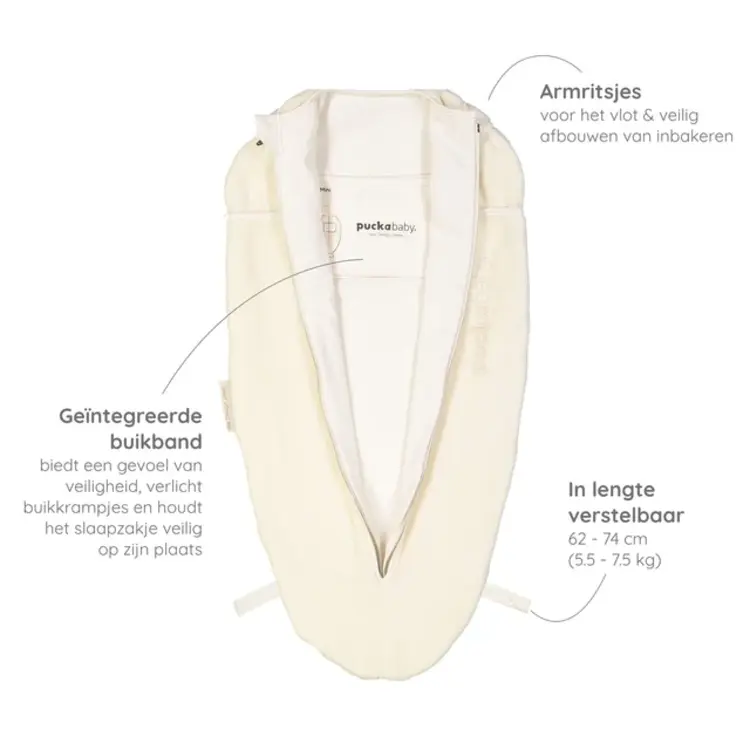 Puckababy Inbakerslaapzakje Mini Teddy - Pure