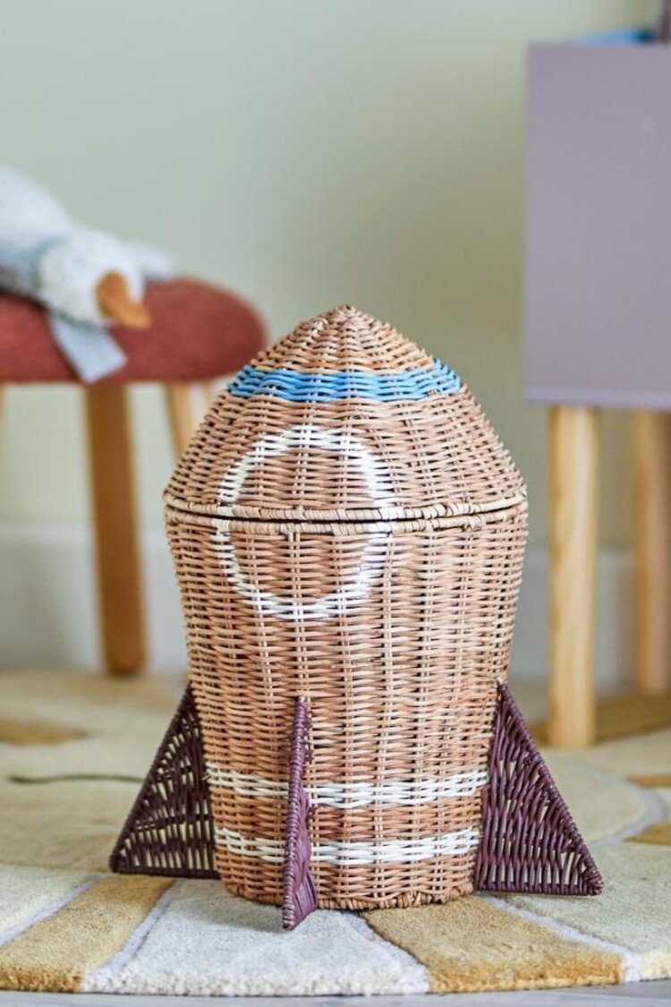 Raket Mand met Deksel Nature, Rattan