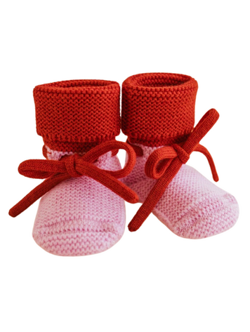 Hvid Booties - Cotton Candy/Red