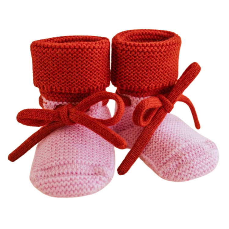 Hvid Booties - Cotton Candy/Red
