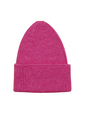 Hvid Beanie Fonzie - Fuchsia