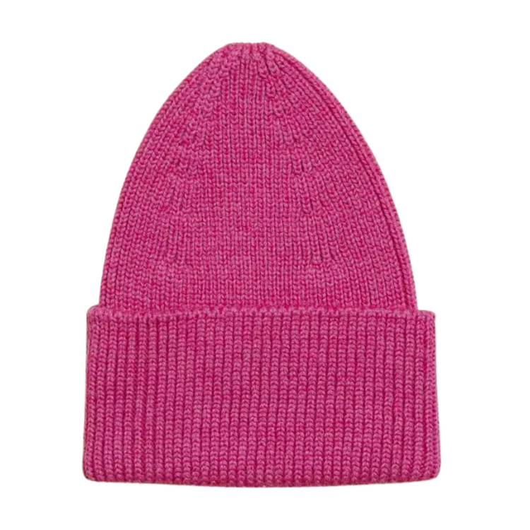 Hvid Beanie Fonzie - Fuchsia