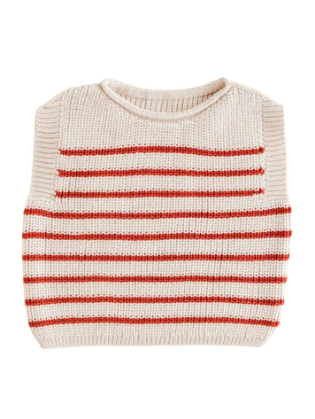 Hvid Vest Harvey - Cream/Red