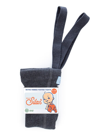 Silly Silas Footed Cotton Tights - Dark Grey Blend