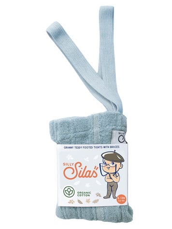 Silly Silas Granny Footed Cotton Tights - Misty Blue