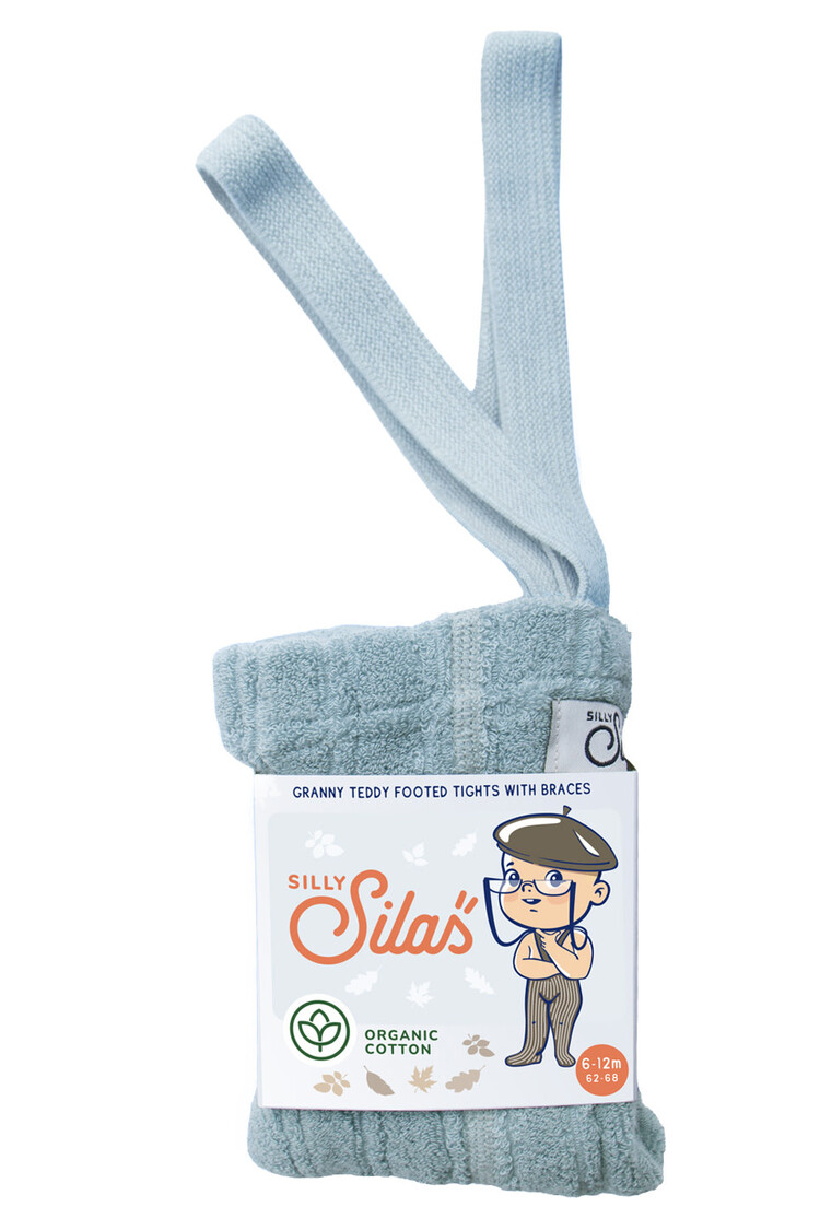 Silly Silas Granny Footed Cotton Tights - Misty Blue