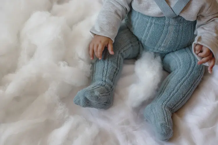 Silly Silas Granny Footed Cotton Tights - Misty Blue