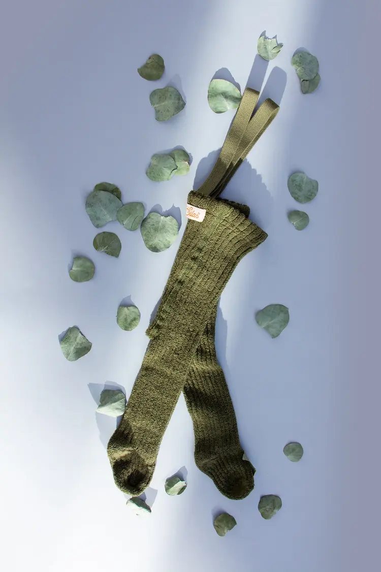Silly Silas Granny Footed Cotton Tights - Olive
