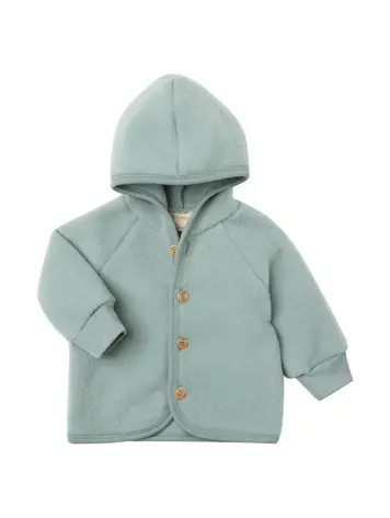 Engel Natur Hooded Jacket With Wooden Buttons - Mountain Blue Mélange