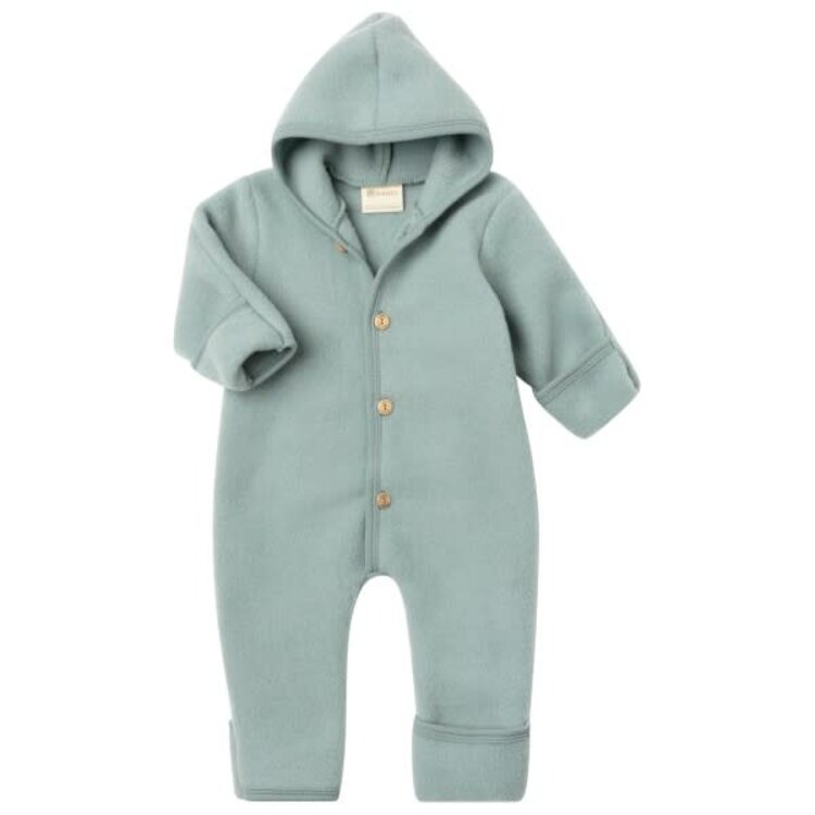 Engel Natur Hooded Overall With Buttons & Cuffs - Mountain Blue Mélange