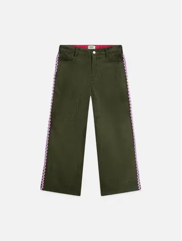 Scotch & Soda Wave High Waist Corduroy Straight Leg Pants - Olive Night