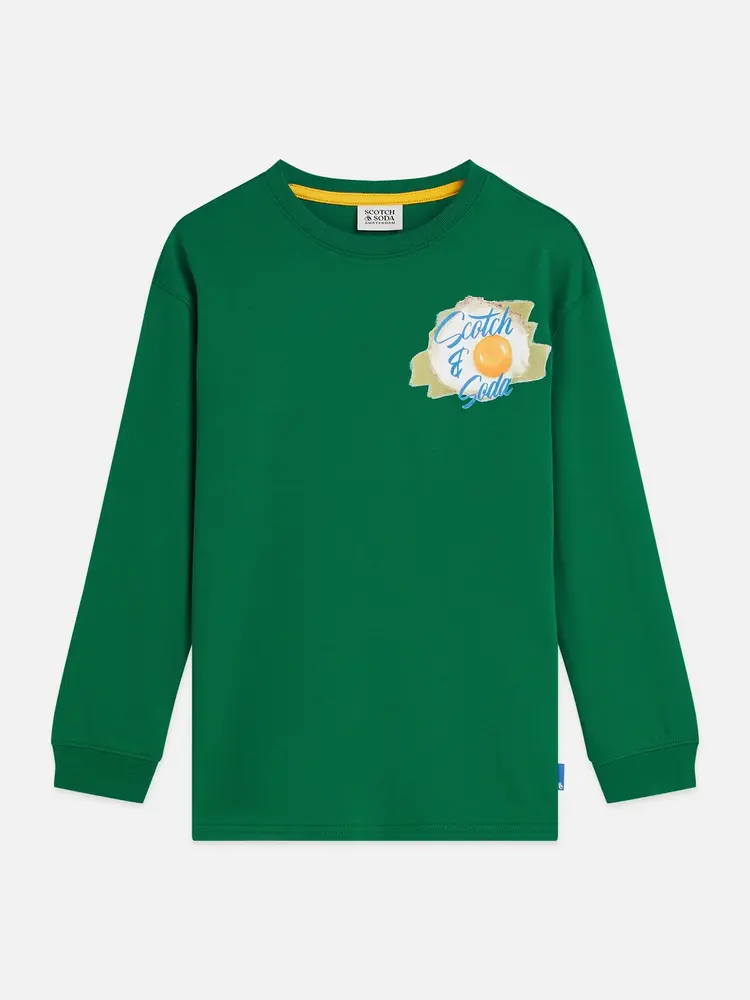 Scotch & Soda Front And Back Artwork Longsleeved T-shirt - Green