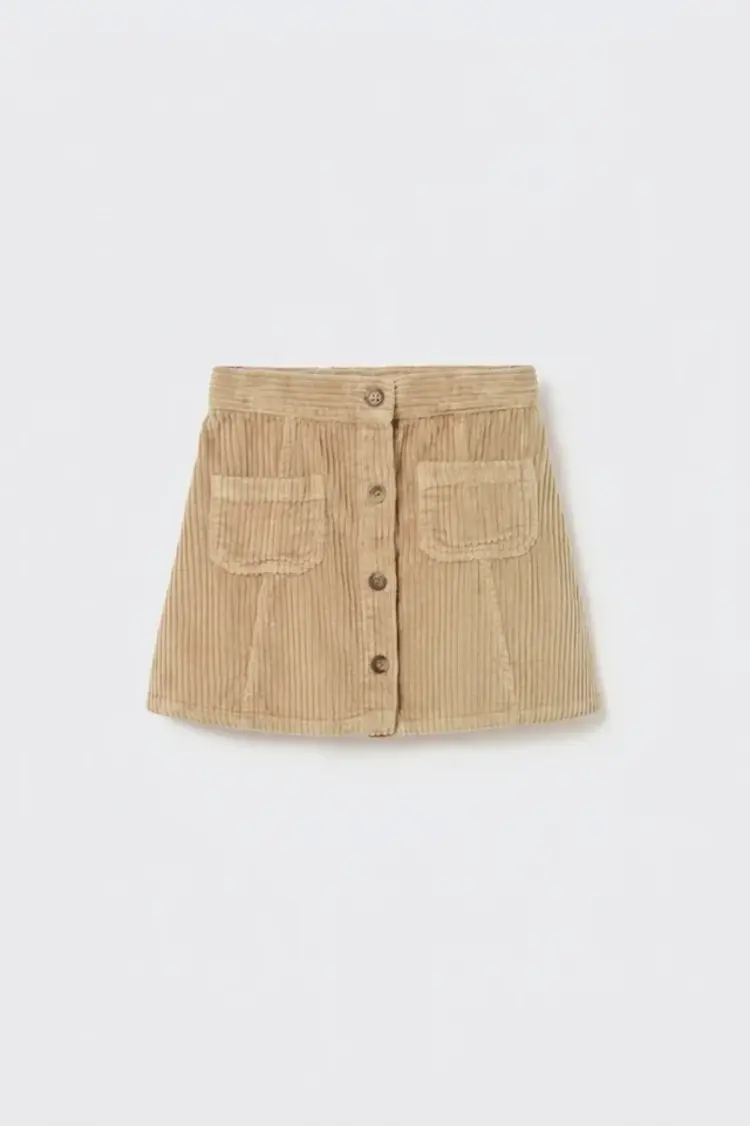 COZMO Modena Wide Corduroy Skirt - Stone