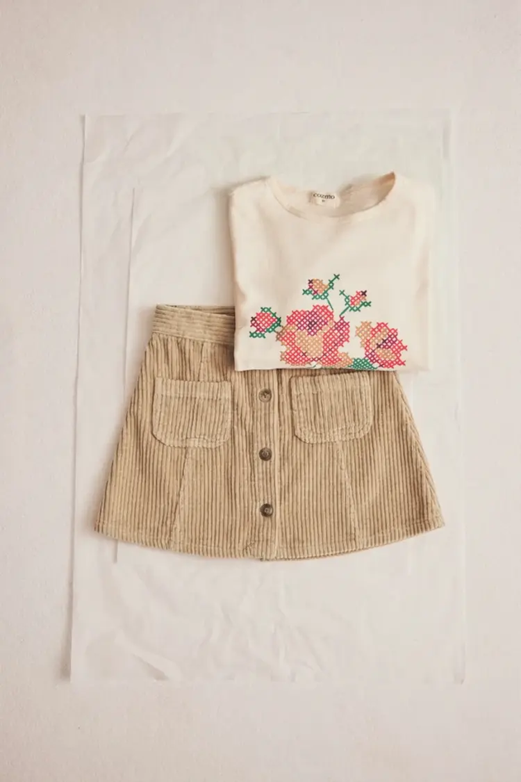 COZMO Modena Wide Corduroy Skirt - Stone