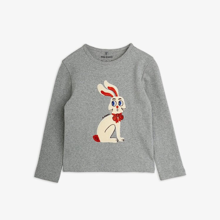 Mini Rodini Rabbit Application LS Top - Grey Melange