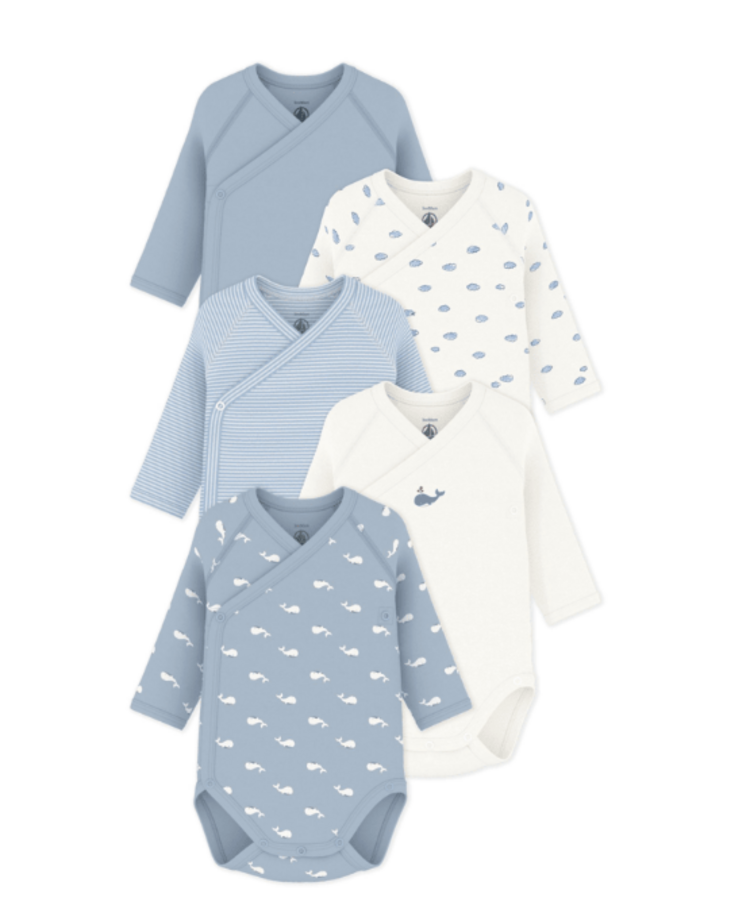 Petit Bateau 5 Newborn Bodies ML