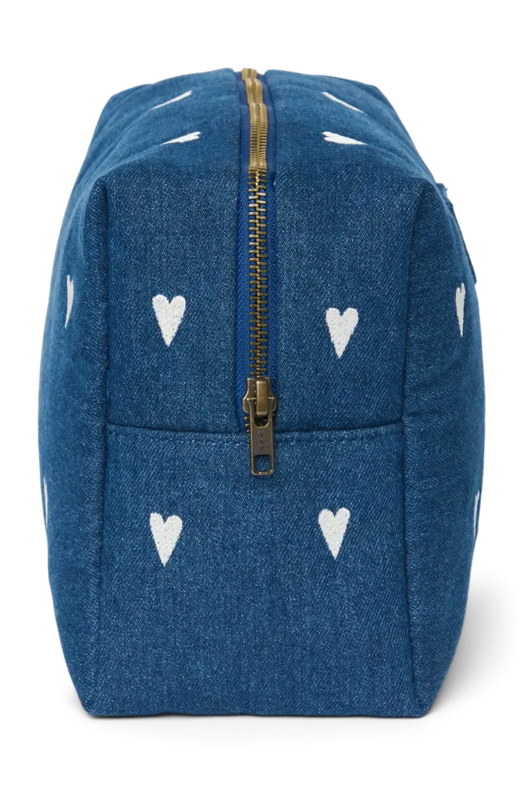 Studio Noos Denim Toiletzak - Dark Blue White Hearts