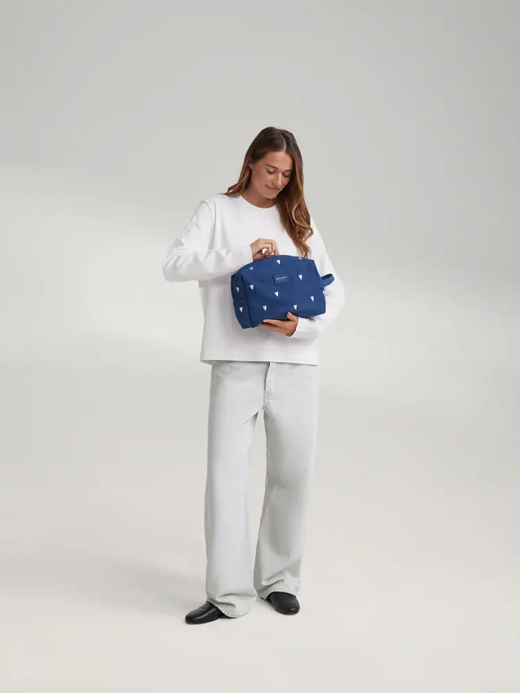 Studio Noos Denim Toiletzak - Dark Blue White Hearts