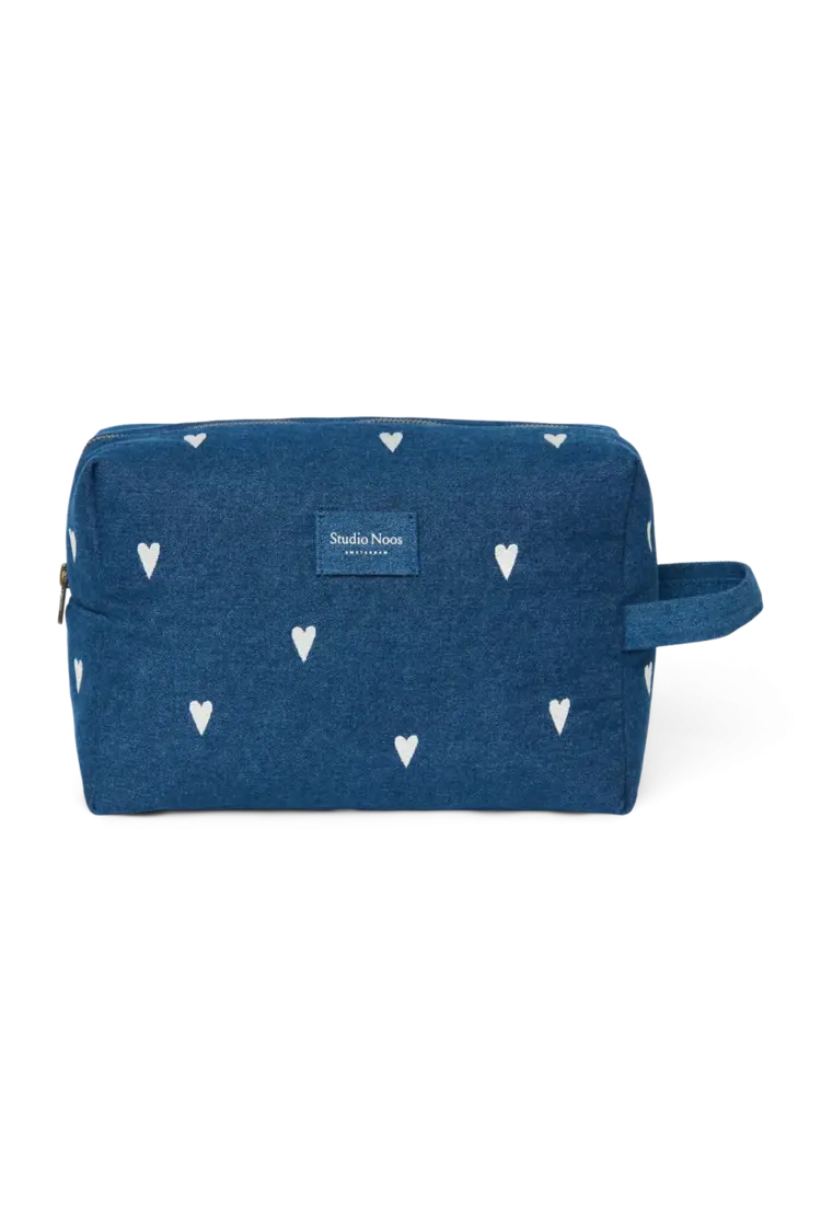 Studio Noos Denim Toiletzak - Dark Blue White Hearts