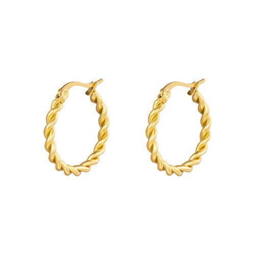 Oh So HIP Oorringen Twisted 22 mm goud Oh So HIP Oorringen Twisted 22 mm goud