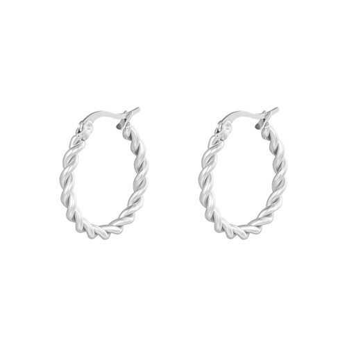 Oh So HIP Oorringen Twisted 22 mm zilver Oh So HIP Oorringen Twisted 22 mm zilver