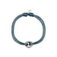 Satijnkoord armband met ringen blauw