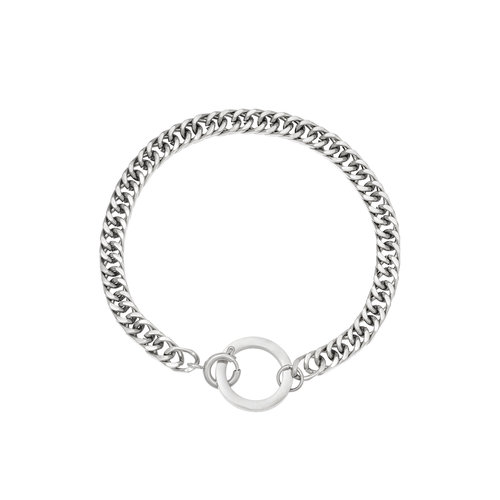 Stainless steel armband met ring zilverkleurig Stainless steel armband met ring zilverkleurig