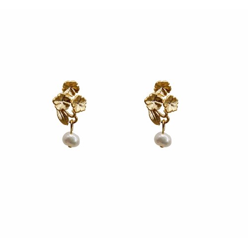 À La Oorknopjes flower/pearl gold plated À La Oorknopjes flower/pearl gold plated