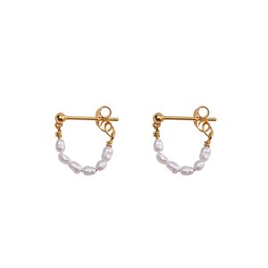 Xzota Tiny pearl chain oorbellen gold plated