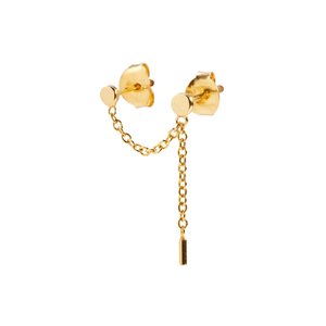 Xzota One piece Double Dot chain oorbel gold plated