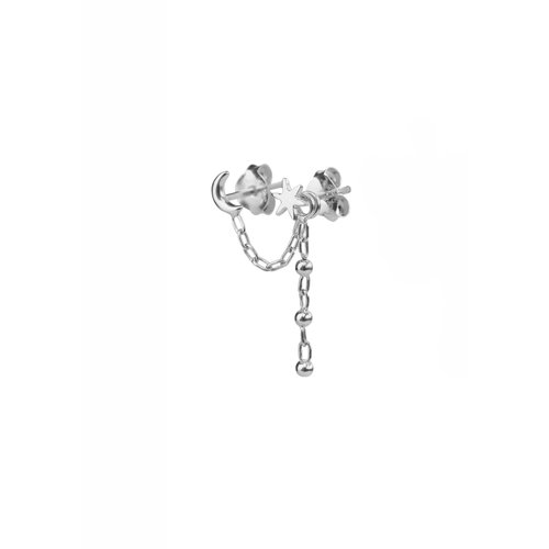 Xzota One piece Tiny star moon chain oorbel 925 zilver Xzota One piece Tiny star moon chain oorbel 925 zilver