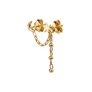 Xzota One piece Tiny star moon chain oorbel gold plated