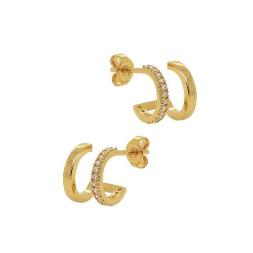 Oh So HIP Dubbele huggie hoops gold plated Oh So HIP Dubbele huggie hoops gold plated