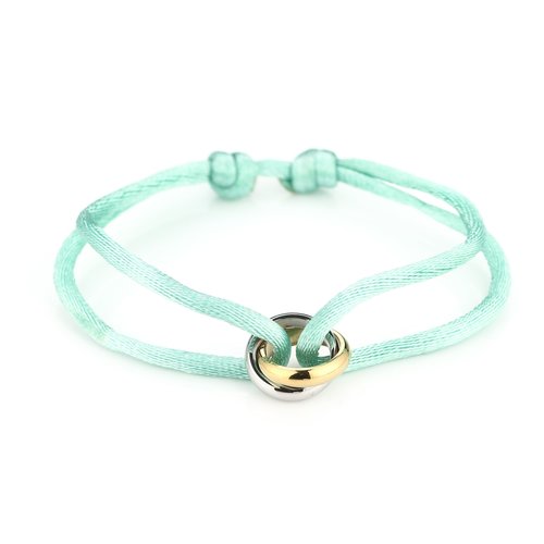 Oh So HIP Satijnkoord armband met 2 ringen mint