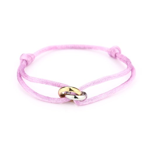 Oh So HIP Satijnkoord armband met 2 ringen lila