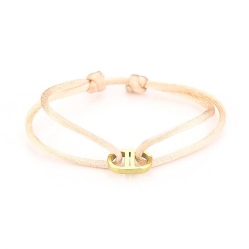 Oh So HIP Satijnkoord armband licht beige/goud