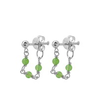 Oorbellen Dot green color chain 925 zilver