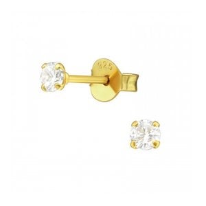 Oh So HIP Oorknopjes zirkonia gold plated 3 mm