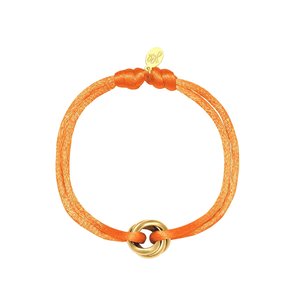 Satijnkoord armband met ringen oranje Satijnkoord armband met ringen oranje