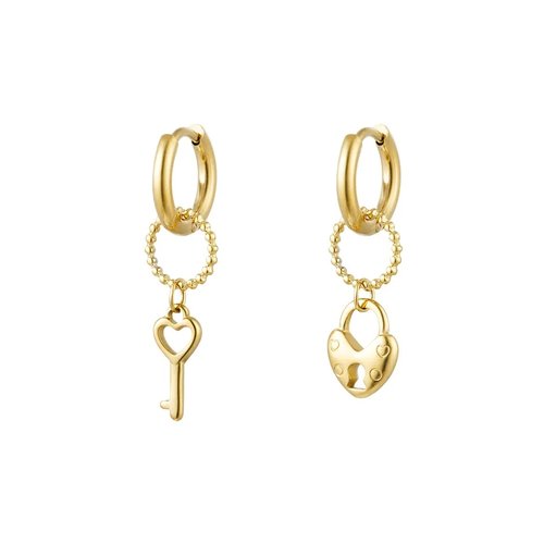 Oh So HIP Oorringen met hanger slot & sleutel Oh So HIP Oorringen met hanger slot & sleutel