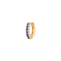 One piece huggie oorring blauwe steentjes