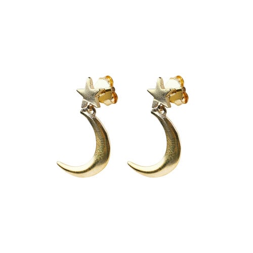 Xzota Oorbellen star/moon studs gold plated