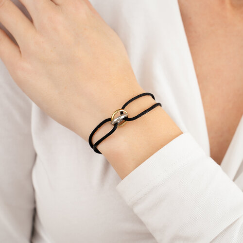Oh So HIP Satijnkoord armband met 2 ringen zwart