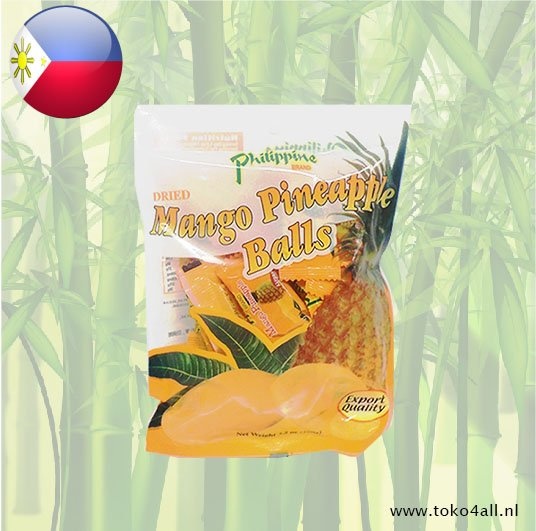 Philippine brand Gedroogde Mango Ananas balletjes 100 gr