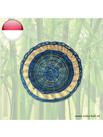 Rotan bord blauw 24 cm