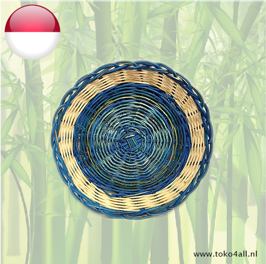 Rotan bord blauw 24 cm