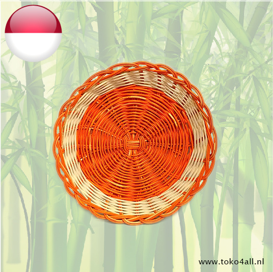 Rotan bord oranje 24 cm