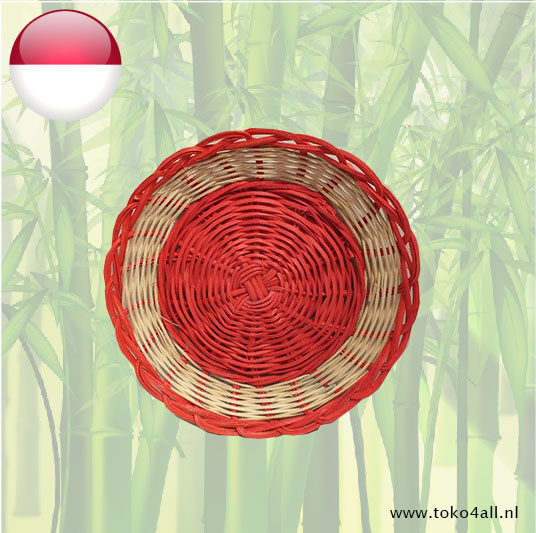 Rotan bord rood 24 cm