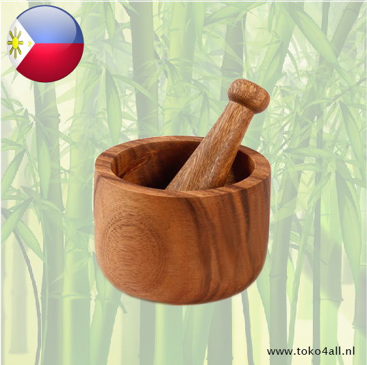 Mortar with pestle of acacia wood 10 cm