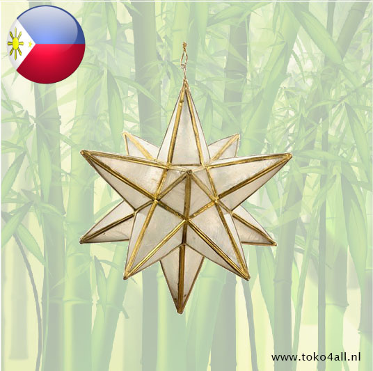 Star from Capiz with gold colored edges 10 cm